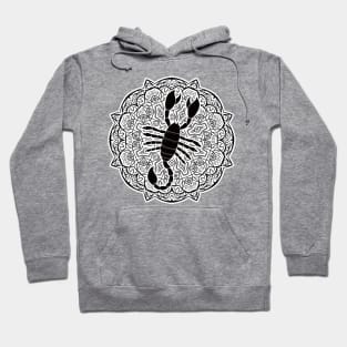 Scorpio Mandala Zodiac in Black and White Hoodie